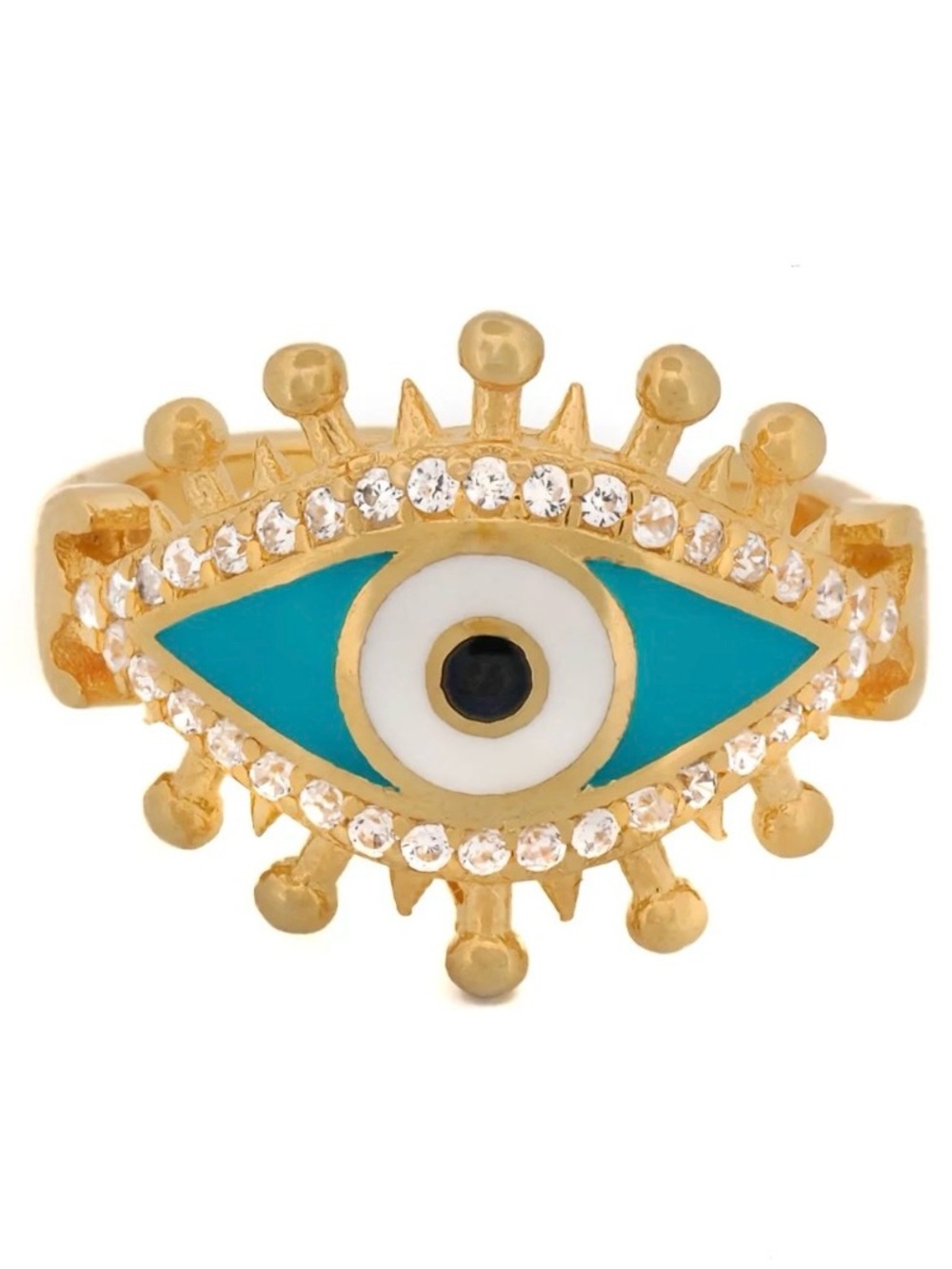 RING Turquoise Diamond Spiritual Evil Eye Ring  ADJUSTABLE  NEW